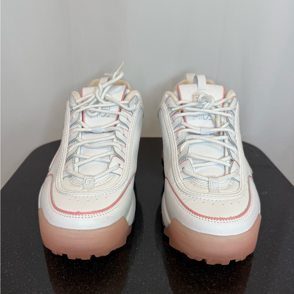 Fila White Sneakers with Pink Highlights